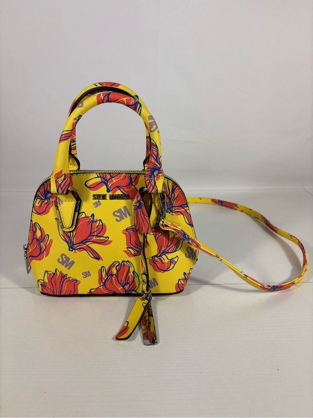 Steve Madden Yellow Floral Statement Mini Satchel Crossbody Bag P1